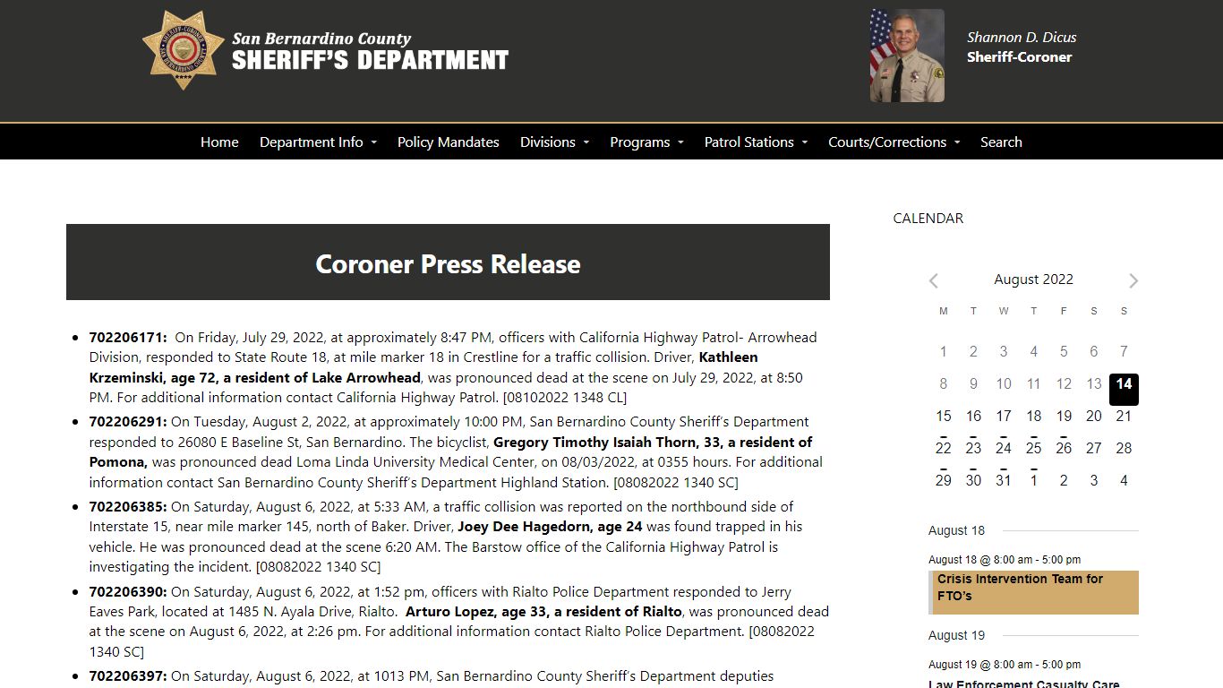 Coroner Press Release – San Bernardino County Sheriff's ...